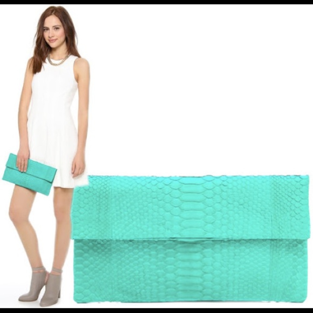 Primary Python Clutch in Sea Foam (sea green)